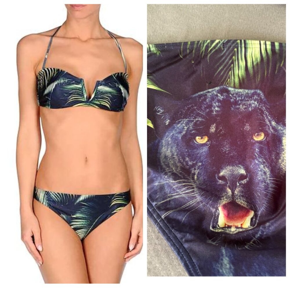 WE ARE HANDSOME Rare Archival Panther Print Bikini Set NWT M L Australia